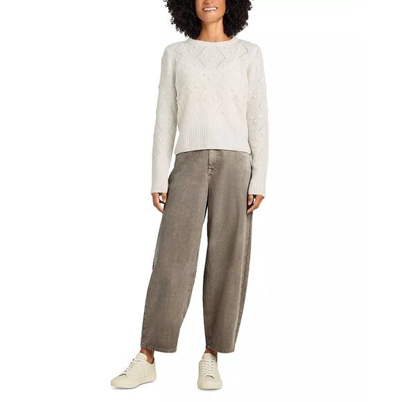 Splendid Women White Cozy Soft Knit Julia Diamond Classic Sweater Size M - Picture 2 of 5